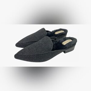 Cole Haan Piper Mules in Black Wool/Faux Fur - Size 6
